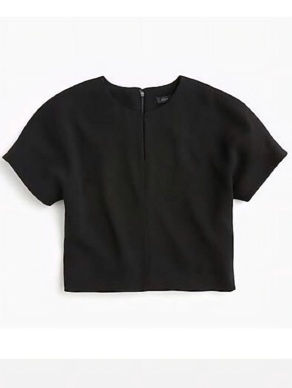 J. Crew 365 Cropped Short Cap-Sleeve Top Crepe Black Women's Size 6 Keyhole EUC